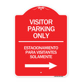 Bilingual Reserved Parking Sign Visitor Parking Only - Estacionamiento Para Visitantes Solamente (With Right Arrow)