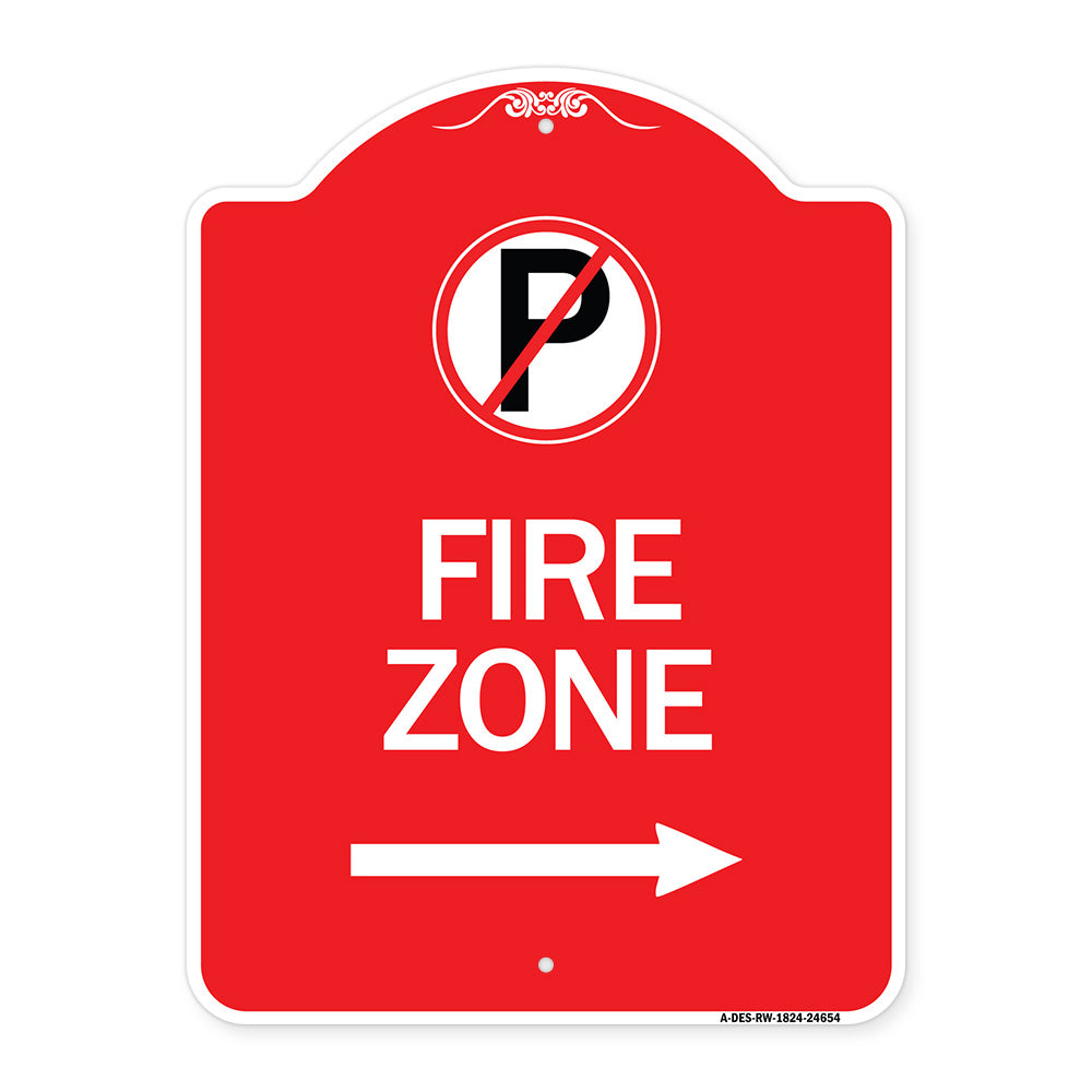 (No Parking Symbol and Right Arrow)
