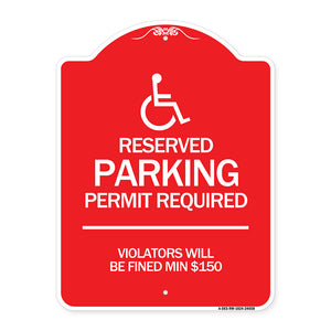 (Modern Isa Symbol) Connecticut Reserved Parking Permit Required Violators Will Be Fined Min $150