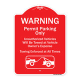 Warning Permit Parking Only Vehicles Will Be Towed At Vehicle Owners Expense Towing