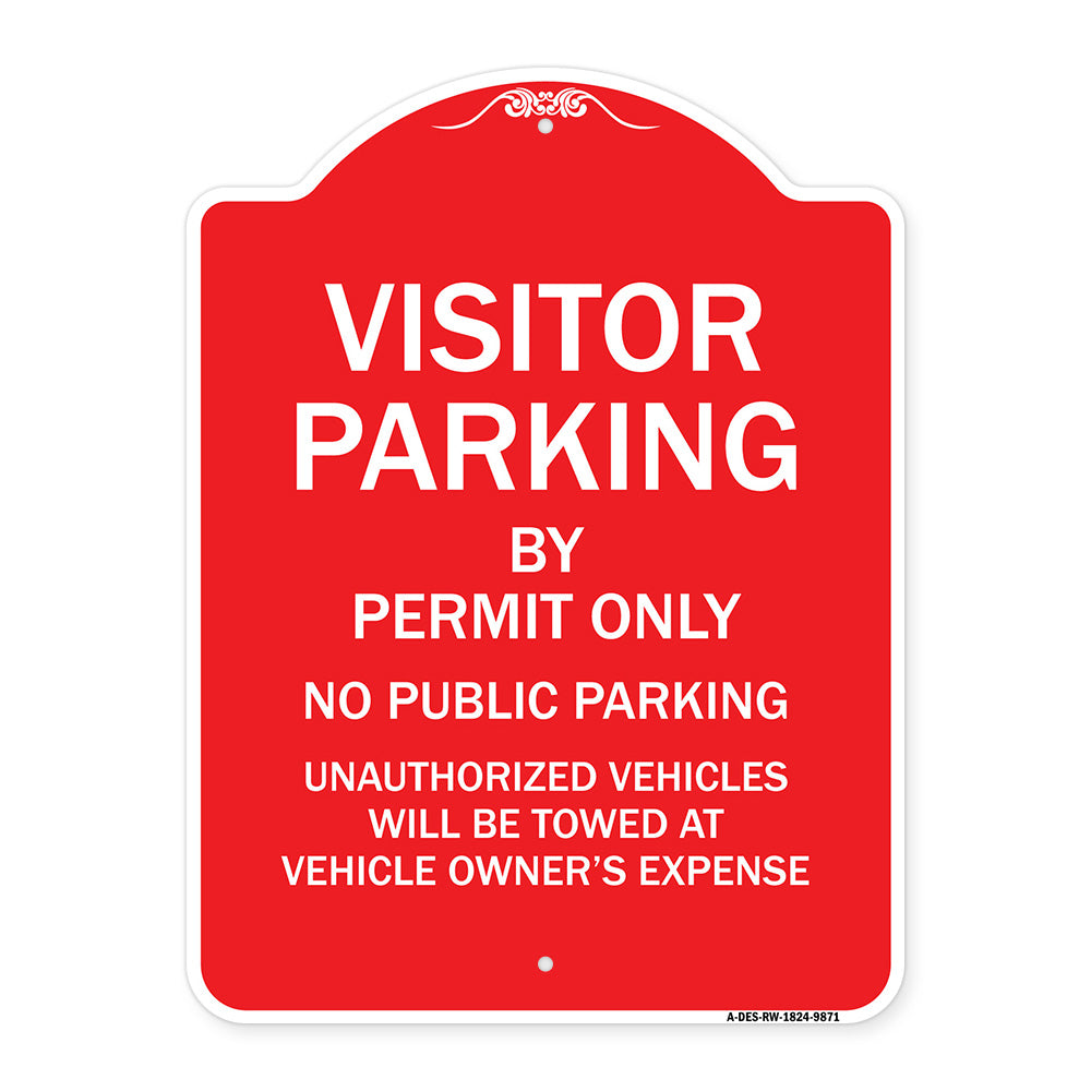 Visitor Parking By Permit Only No Public Parking Sign