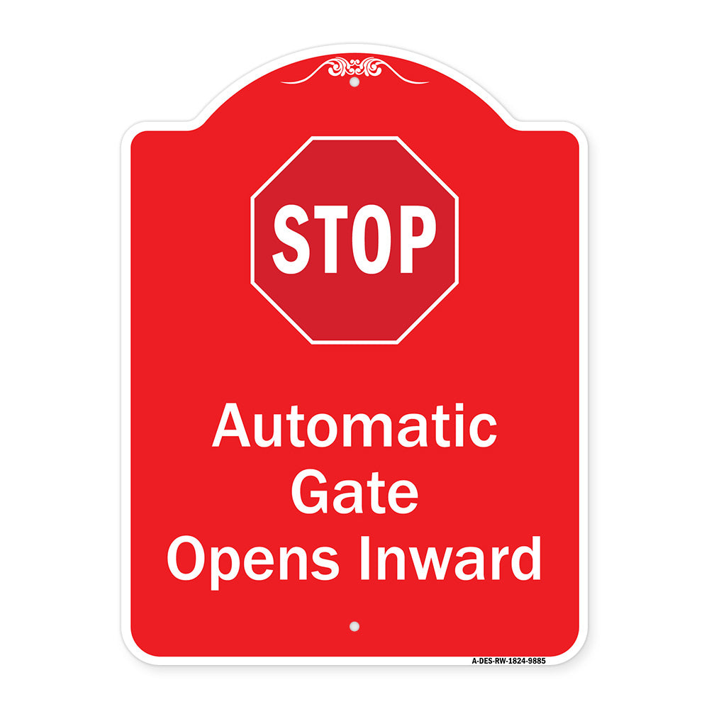 Stop, Automatic Gate, Opens Inward With Symbol