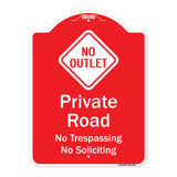 Private Road No Trespassing Or Soliciting With No Outlet Symbol