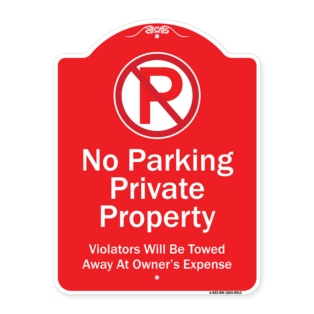 Private Property Violators Towed Away At Owner Expense With No Parking Symbol