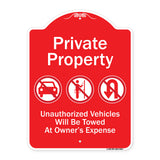 Private Property Unauthorized Vehicles Towed No Cars No Solicitors No Turn Around Symbols