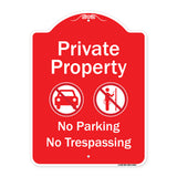 Private Property No Parking Or Trespassing With Symbols