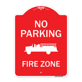 No Parking, Fire Zone With Fire Truck Graphic