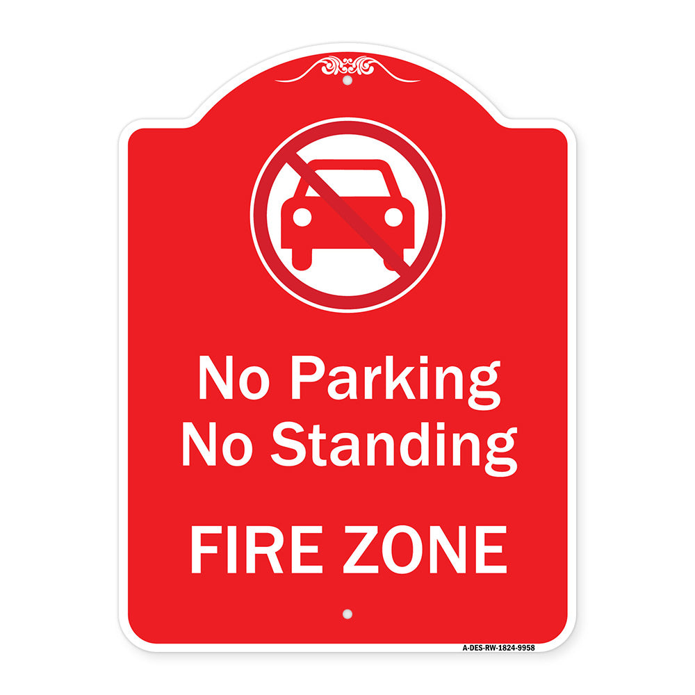 No Parking Or Standing, Fire Zone With Graphic