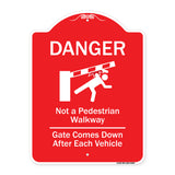 Danger Not A Pedestrian Walkway Gate Comes Down After Each Vehicle