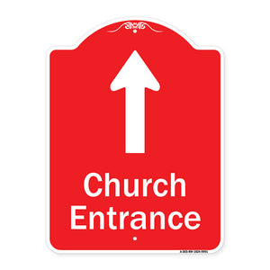 Church Entrance Ahead With Up Arrow