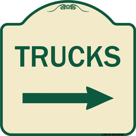 Trucks Sign Trucks (With Right Arrow)