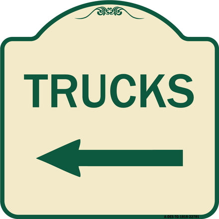Trucks Sign Trucks (With Left Arrow)