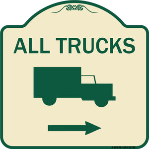 Trucks Sign All Trucks (With Truck Symbol & Right Arrow)