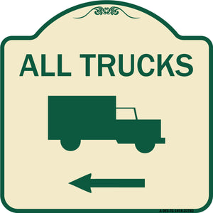 Trucks Sign All Trucks (With Truck Symbol & Left Arrow)