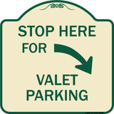 Stop Here for Valet Parking (Right Arrow)