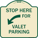 Stop Here for Valet Parking (Left Arrow)