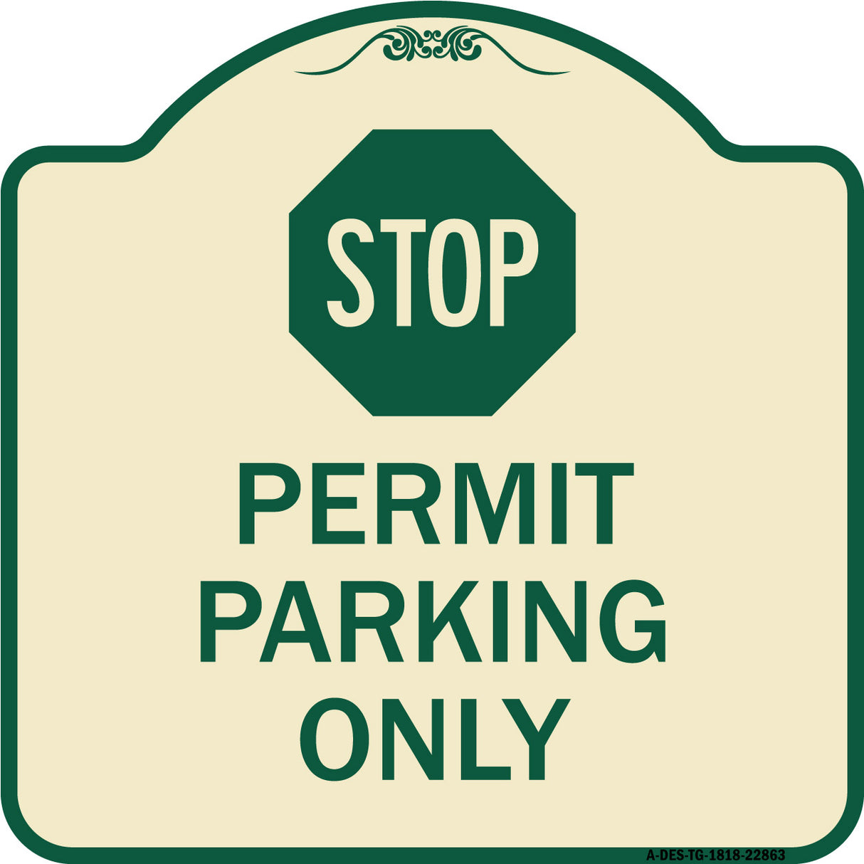 Stop - Permit Parking Only (With Stop Symbol)