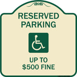 Reserved Parking Up to $500 Fine (Handicapped Symbol)