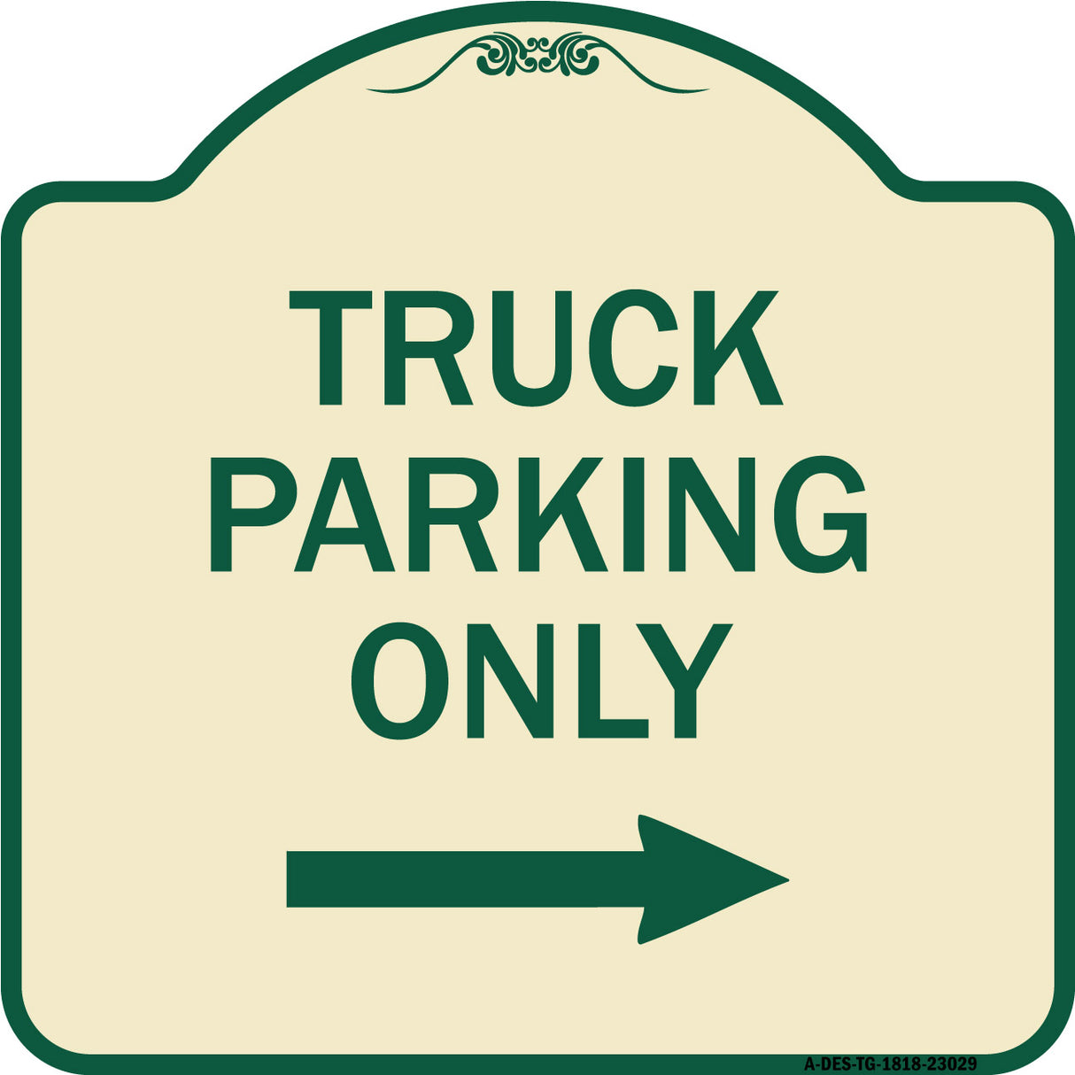 Reserved Parking Sign Truck Parking Only with Right Arrow