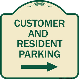 Reserved Parking Sign Customer and Visitor Parking (With Right Arrow)