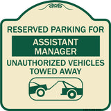 Reserved Parking for Assistant Manager Unauthorized Vehicles Towed Away (With Car Tow Graphic)