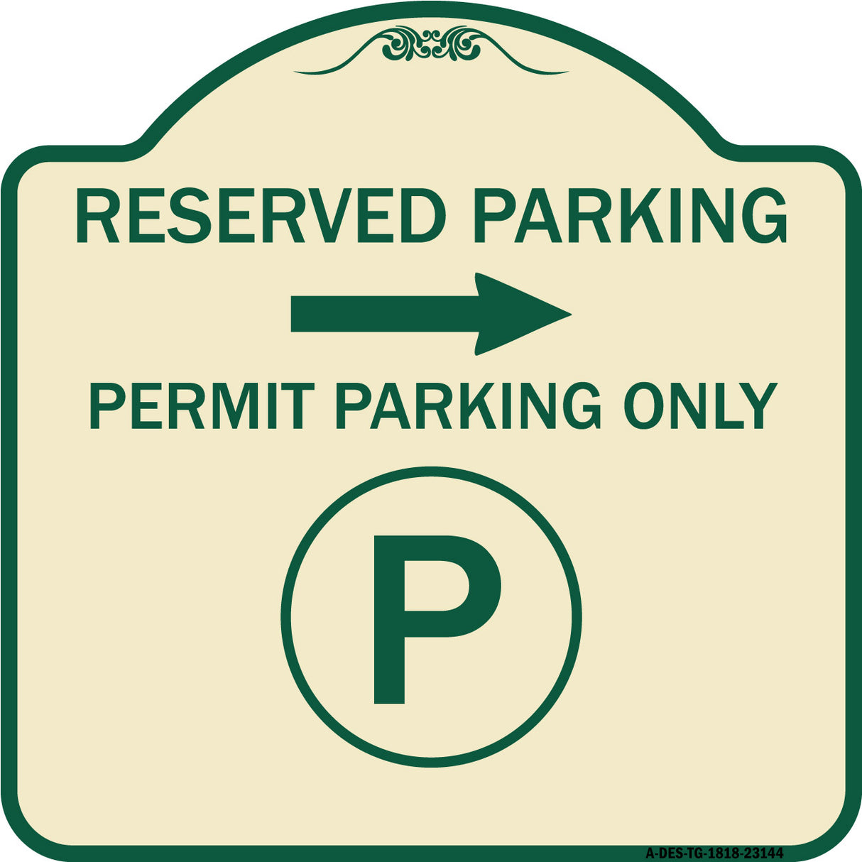 Reserved Parking - Permit Parking Only with Symbol and Right Arrow
