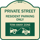 Private Street Sign Private Street Resident Parking Only Tow Away Zone (With Towing Graphic)