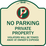 Private Property Violators Towed Away at Owner Expense with No Parking Symbol