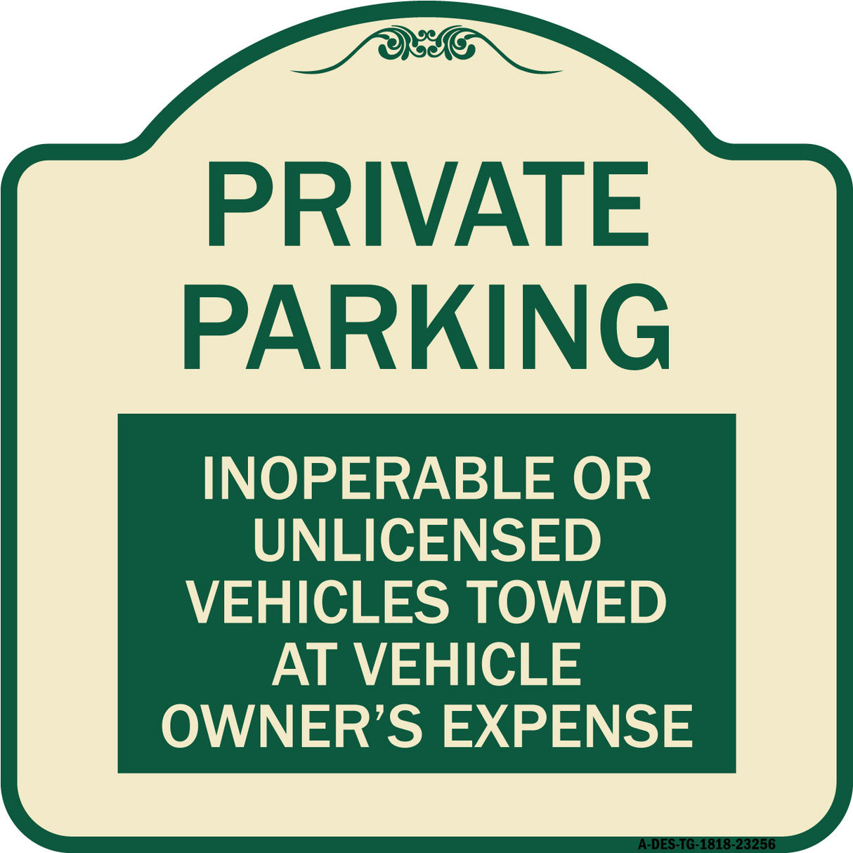 Private Parking Inoperable or Unlicensed Vehicles Towed at Vehicle Owner's Expense