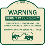 Permit Parking Only Unauthorized Vehicles Will Be Towed at Vehicle Owner's Expense Towing Enforced
