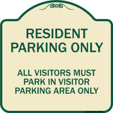Parking Sign Resident Parking Only All Visitors Must Park in Visitor Parking Area Only