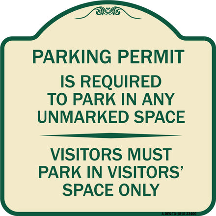 Parking Permit Is Required to Park in ANY Unmarked Space - Visitors Must Park in Visitors' Space Only