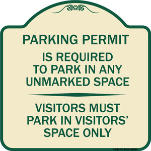 Parking Permit Is Required to Park in ANY Unmarked Space - Visitors Must Park in Visitors' Space Only