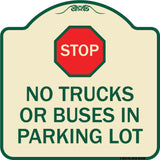 Parking Lot Rules Sign Stop - No Trucks or Buses in Parking Lot (With Stop Symbol)