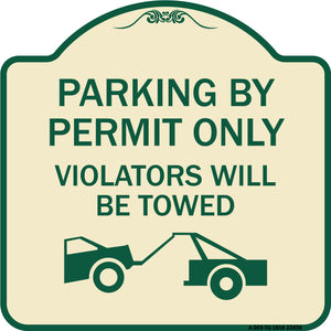 Parking by Permit Only Violators Will Be Towed (Towing Symbol)