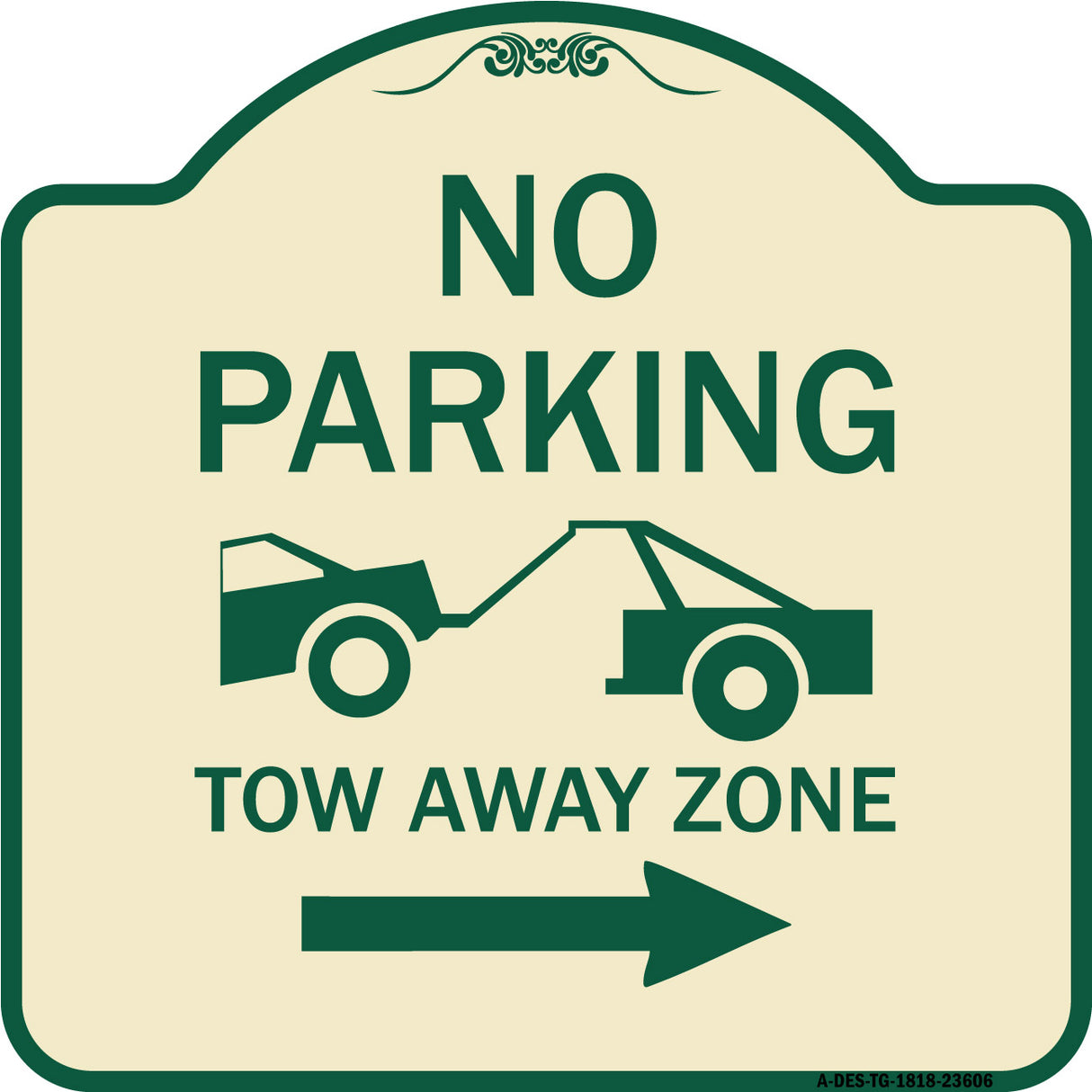 No Parking Tow-Away Zone with Right Arrow