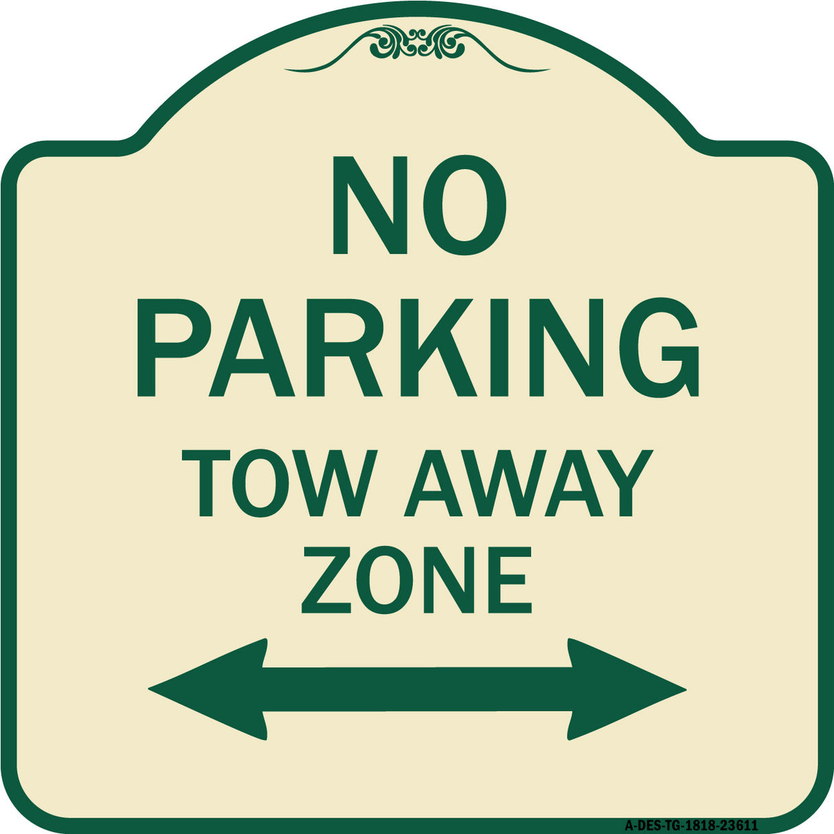 No Parking Tow Away Zone with Bidirectional Arrow