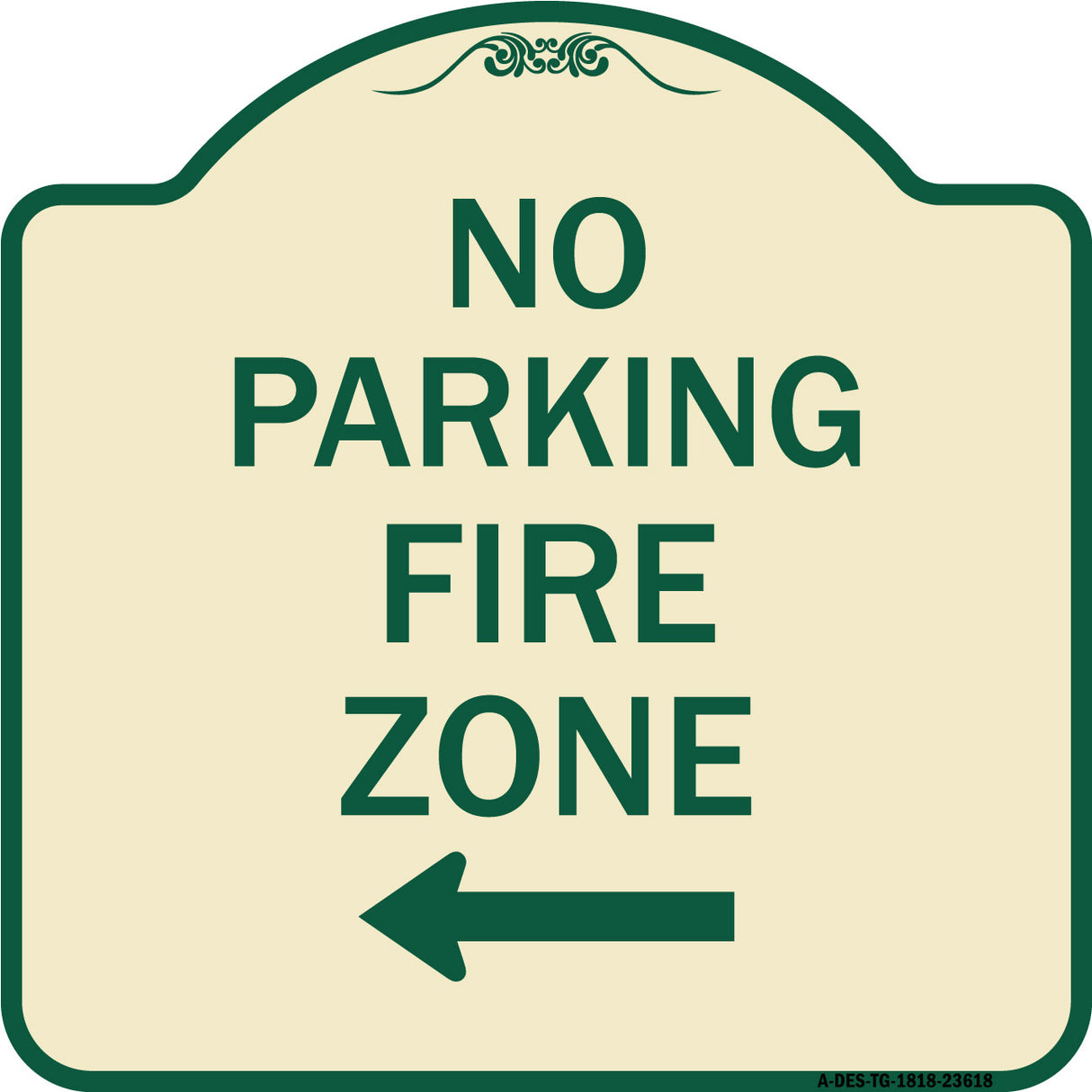 No Parking Fire Zone with Left Arrow