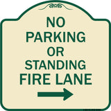 No Parking or Standing Fire Lane (With Right Arrow)