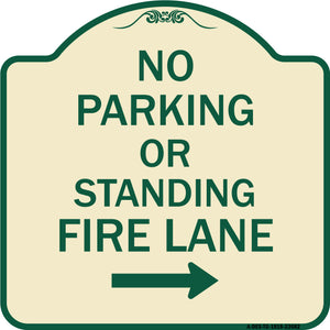 No Parking or Standing Fire Lane (With Right Arrow)