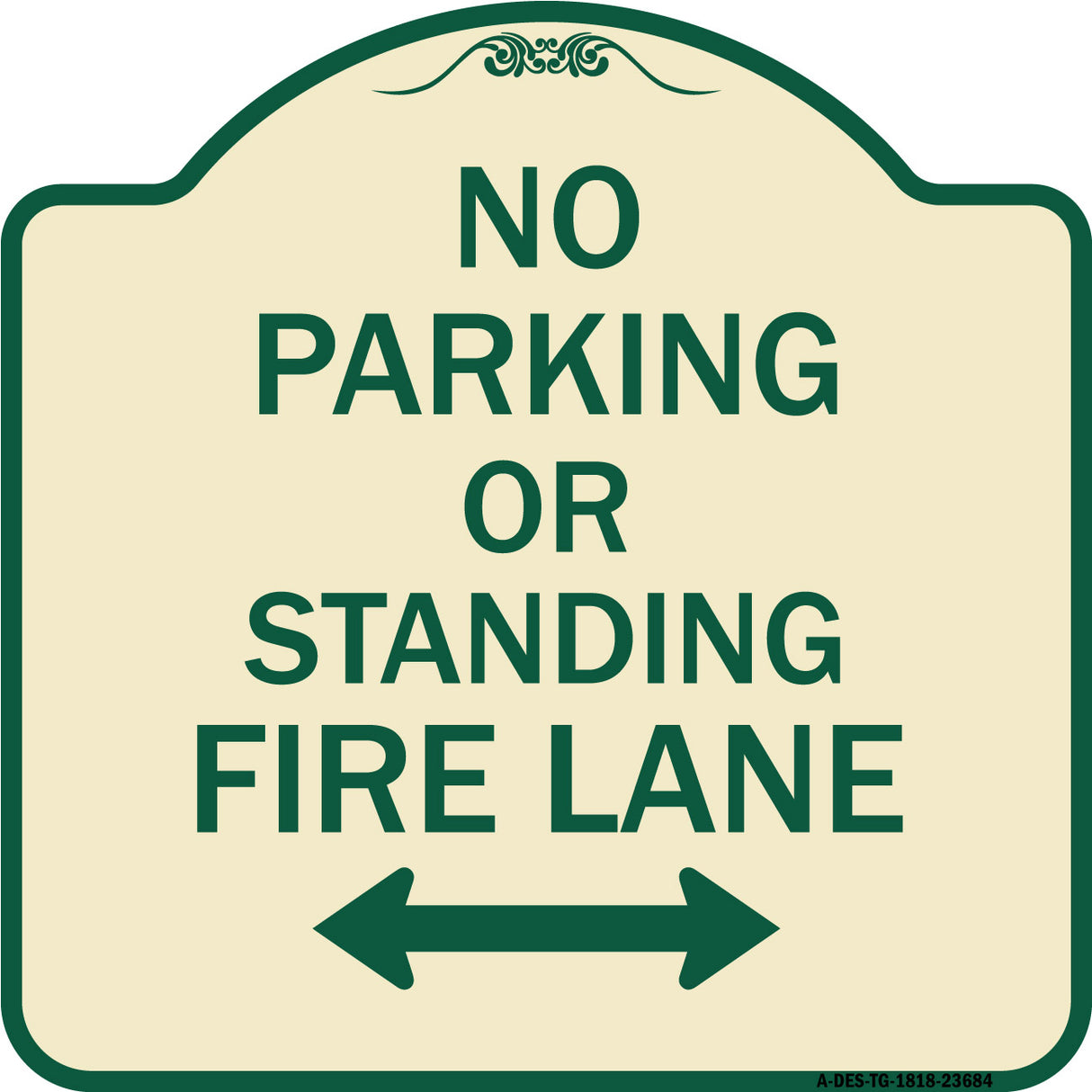 No Parking or Standing Fire Lane (With Bidirectional Arrow)