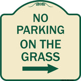 No Parking on the Grass with Right Arrow