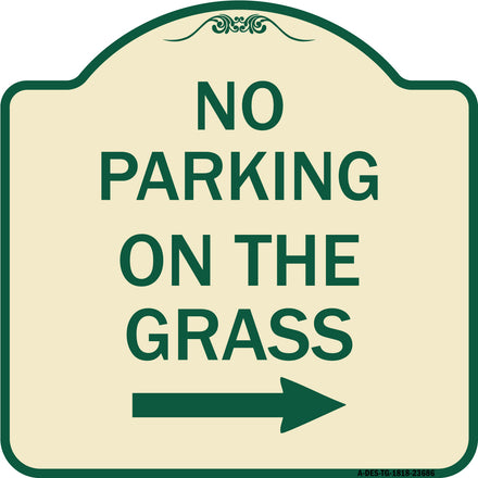 No Parking on the Grass with Right Arrow