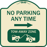 No Parking Anytime Tow-Away Zone with Right Arrow