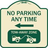 No Parking Anytime Tow-Away Zone with Left Arrow