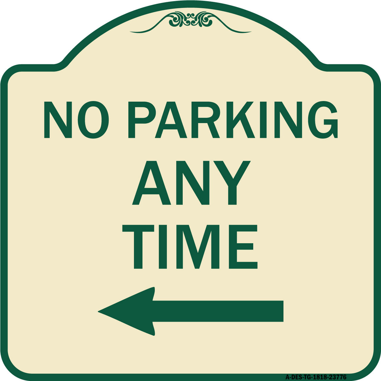 No Parking Anytime with Left Arrow