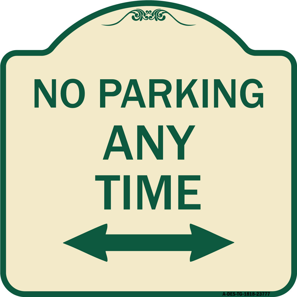 No Parking Anytime with Bidirectional Arrow