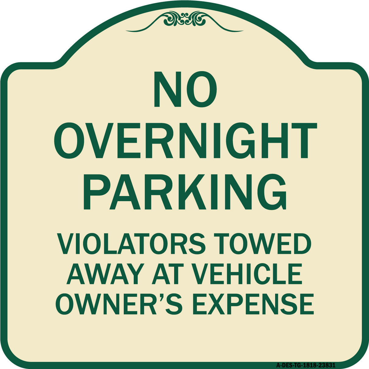 No Overnight Parking Violators Towed Away at Vehicle Owner's Expense