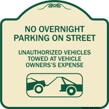 No Overnight Parking on Street Unauthorized Vehicles Towed at Vehicle Owner's Expense (With Car Tow Graphic)