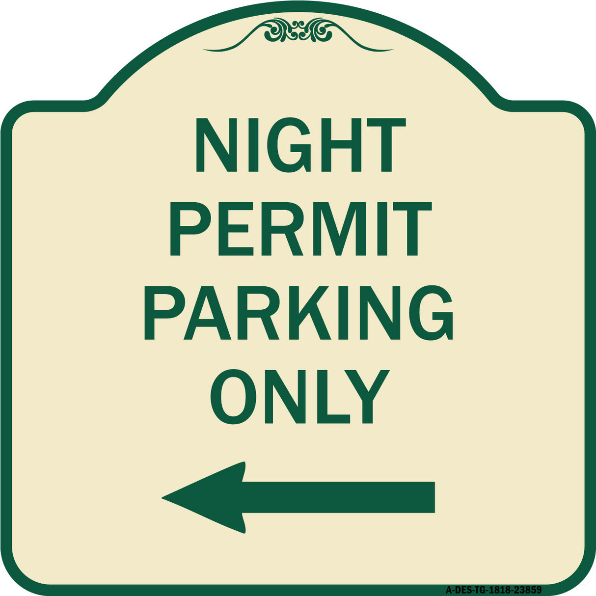 Night Permit Parking Only (With Left Arrow)